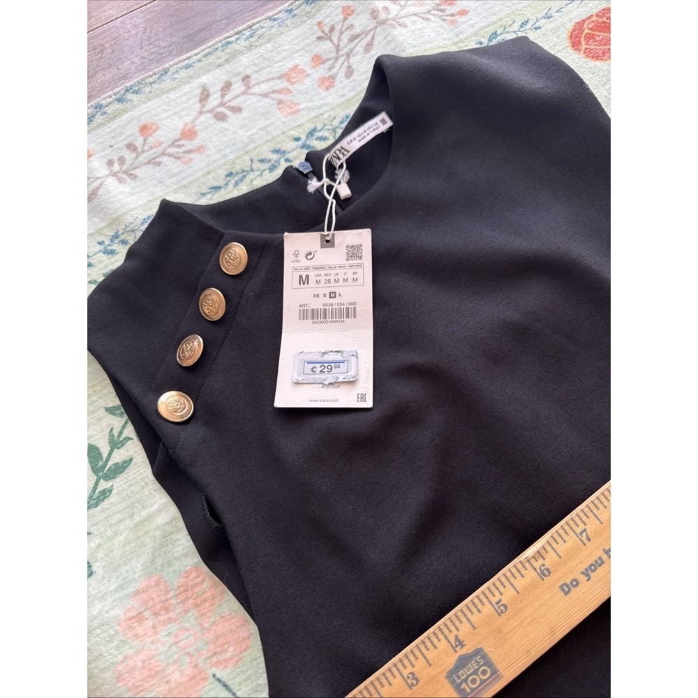 Zara MIDI DRESS WITH  Gold  BUTTONS  Sizes M - Picture 9 of 13